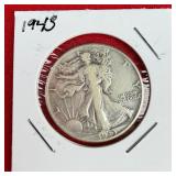 1943 Walking Liberty 90% Silver Half Dollar