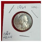 1964 Washington 90% Silver Quarter