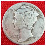 1942 Mercury 90% Silver Dime