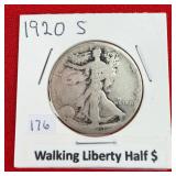 1920-S Walking Liberty 90% Silver Half Dollar
