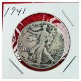 1941 Walking Liberty 90% Silver Half Dollar