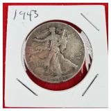 1943 Walking Liberty 90% Silver Half Dollar