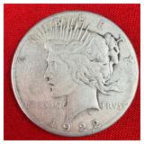 1922 Peace 90% Silver $1 Dollar