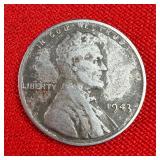 1943 WW2 Wartime Lincoln Wheat Steel Penny