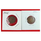 1905 & 1906 Indian Head One Cent Pennies