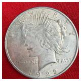 1922 Peace 90% Silver $1 Dollar