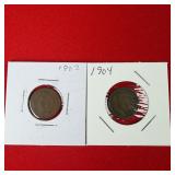 1902 & 1904 Indian Head One Cent Pennies
