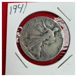 1941 Walking Liberty 90% Silver Half Dollar