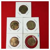 5 - Sacagawea 'Gold' $1 Dollar Coins
