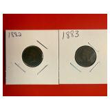 1882 & 1883 Indian Head One Cent Pennies
