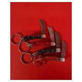 4 - Damascus Keychain Hawkbill Knives