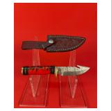 Damascus Gut Hook Skinning Knife