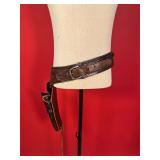 36 Size Waist Leather Pistol Belt 7 1/2 Holster