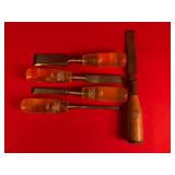 4 - Stanley Woodworking Chisels, 1 - Unmarked