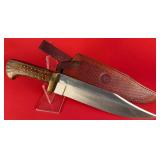 Timber Rattler Bowie Style Knife W/ Leather Sheath
