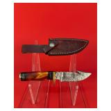 Custom Damascus Gut Hook Skinning Knife