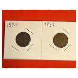 1884 & 1889 Indian Head One Cent Pennies
