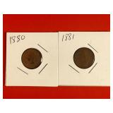 1880 & 1881 Indian Head One Cent Pennies