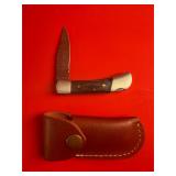 Damascus Lockback Pocket Knife W Sheath