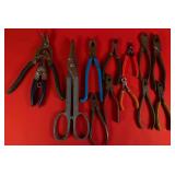 Lot of 13 Snips, Side & Diagonal Cutters