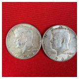 2 - 1964 Kennedy 90% Silver Half Dollars