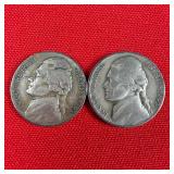 2 - 1943-P Wartime 35% Silver Jefferson Nickels