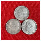 3 - 1963 90% Silver Roosevelt Dimes