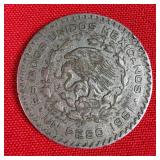 1961 Mexican 1 Peso Coin 10% Silver Content