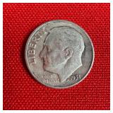 1951 90% Silver Roosevelt Dime