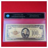 24KT Gold Foil $100 Bank Note