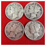 4 - 1941 90% Silver Mercury Dimes