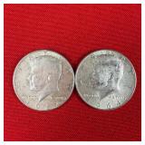 2 - 90% Silver 1964 Kennedy Half Dollars