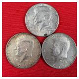 3 - 40% Silver 1967 Kennedy Half Dollars