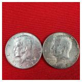 2 - 40% Silver 1967 Kennedy Half Dollars