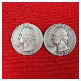 2 - 1952-S 90% Silver Washington Quarters