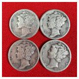 4 - 1935 90% Silver Mercury Dimes