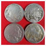 4 - Illegible Date Buffalo Nickels