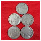 5 - Illegible Date Buffalo Nickels
