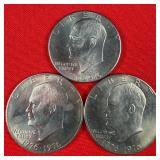 3 - 1976 Bicentennial Eisenhower 'Ike' $1 Dollars
