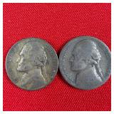 2 - Wartime 35% Silver Nickels; 1944 & 1945