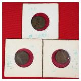 3 - Lincoln Wheat Pennies; 1929 1921 1916