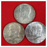3 - 1967 40% Silver Kennedy Half Dollars