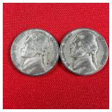 2 - 1943-P Wartime 35% Silver Jefferson Nickels