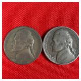 2 - Wartime 35% Silver Nickels; 1944 1945