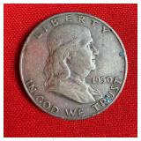 1950 90% Silver Franklin Half Dollar