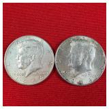2 - 90% Silver 1964 Kennedy Half Dollars