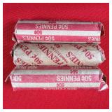 3 - 50 Cent Rolls of Unsorted Pennies