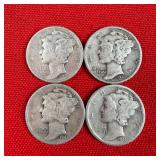 4 - 1941 90% Silver Mercury Dimes