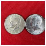 2 - 40% Silver 1968 Kennedy Half Dollars