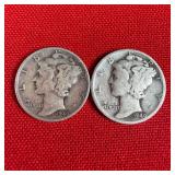 2 - 1940 90% Silver Mercury Dimes